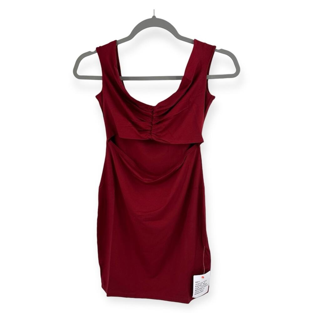 ASOS Design knot front off shoulder mini dress in oxblood Size US 8